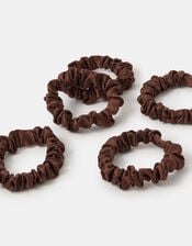 5-Pack Skinny Satin Hair Scrunchies, , large