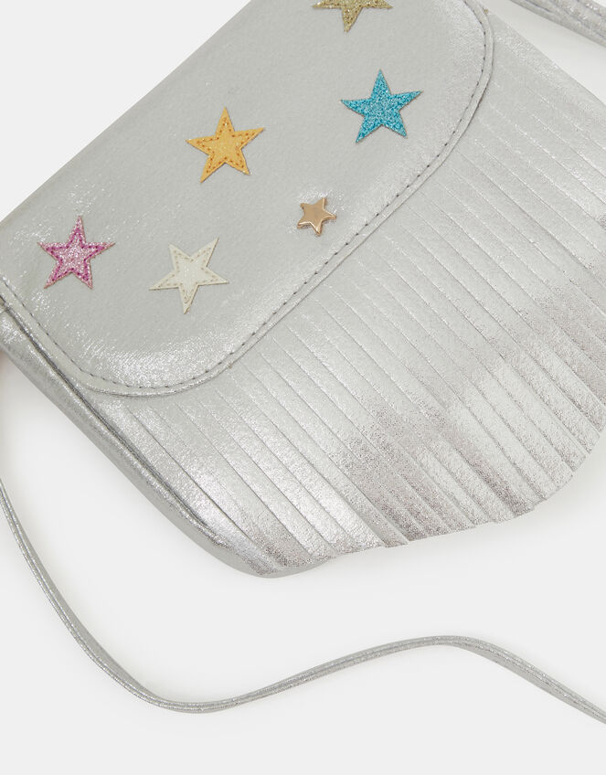 Girls Metallic Fringe Crossbody Bag, , large