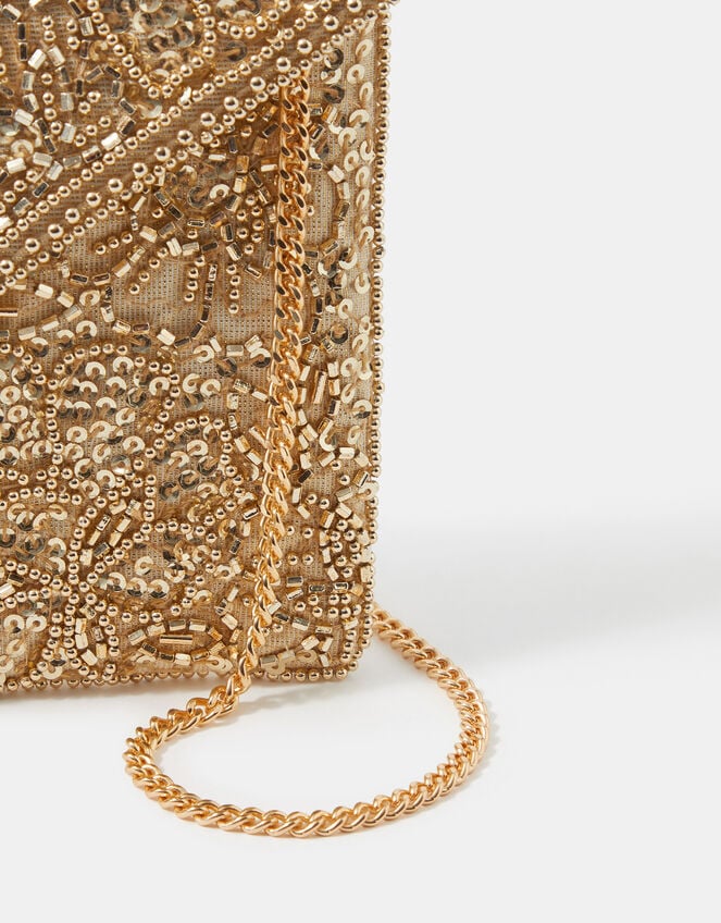 Floral Embellished Envelope Clutch Bag, , large