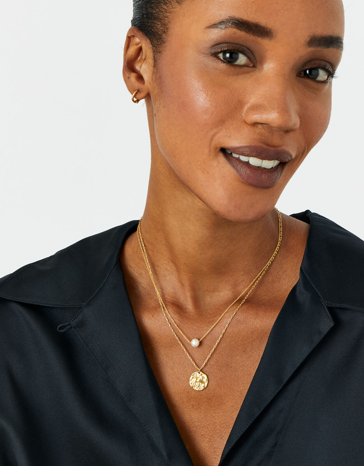 Gold Plated Textured Horoscope Necklace Gold