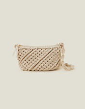 Macrame Cross-Body Bag, Cream (CREAM), large