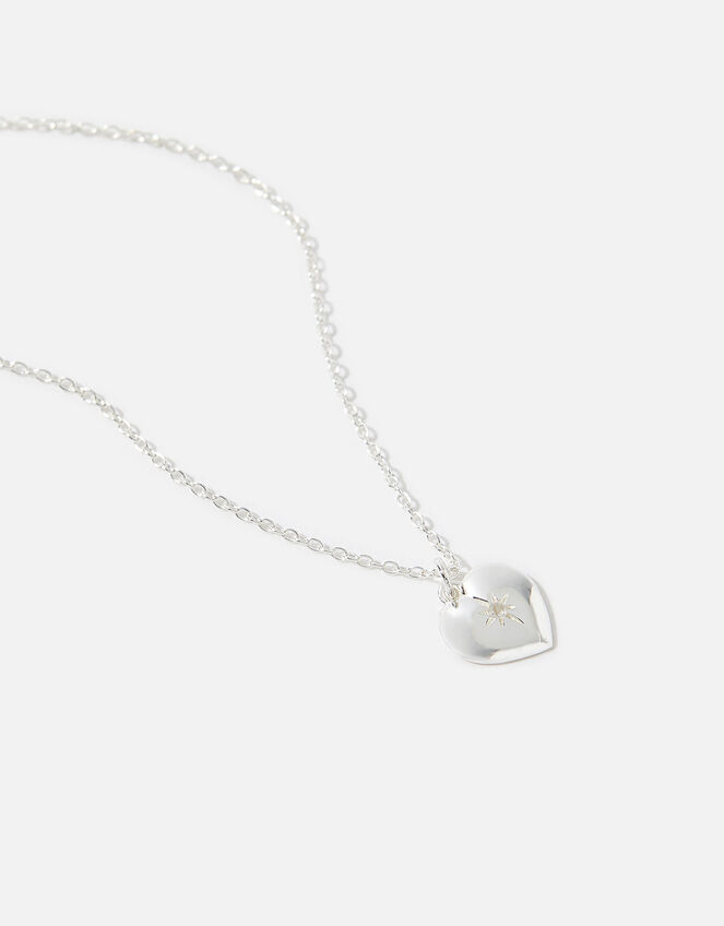 Sterling Silver Star Heart Necklace, , large
