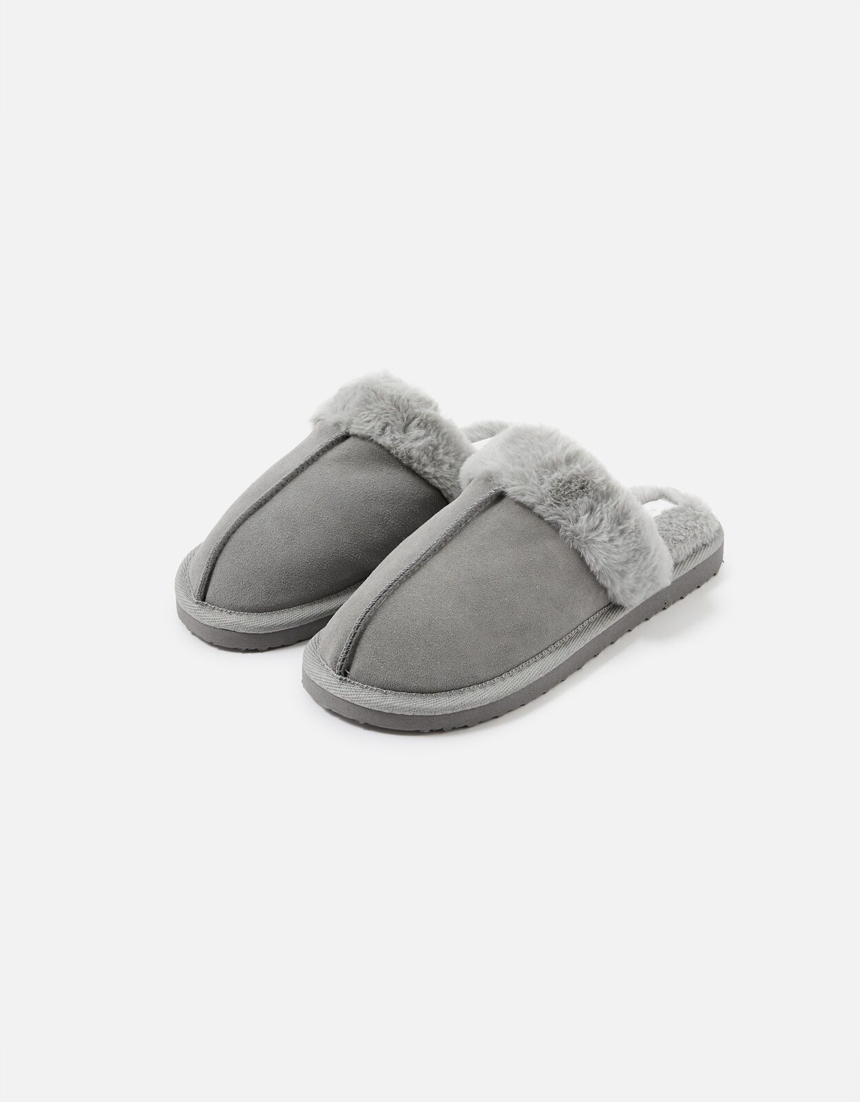 Grey suede mule deals slippers