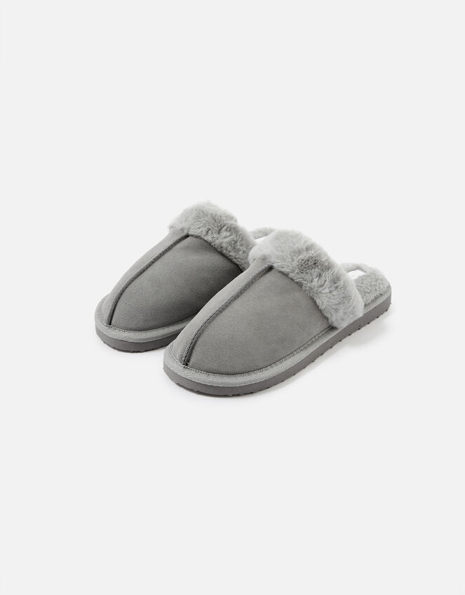 Suede Mule Slippers, Grey (GREY), large