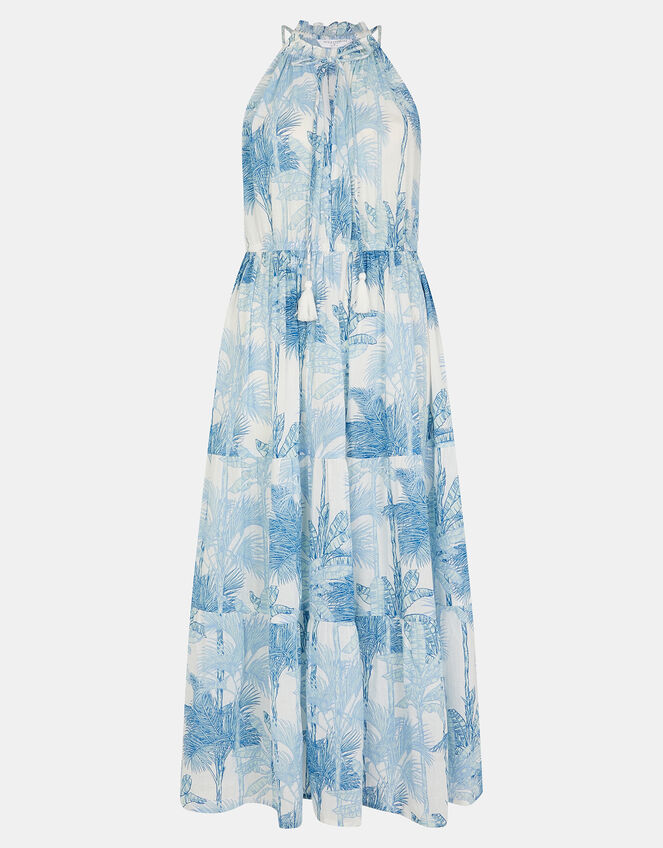 Palm Print Maxi Dress, White (WHITE), large