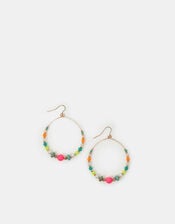 Beaded Hoop Drop Earrings, , large