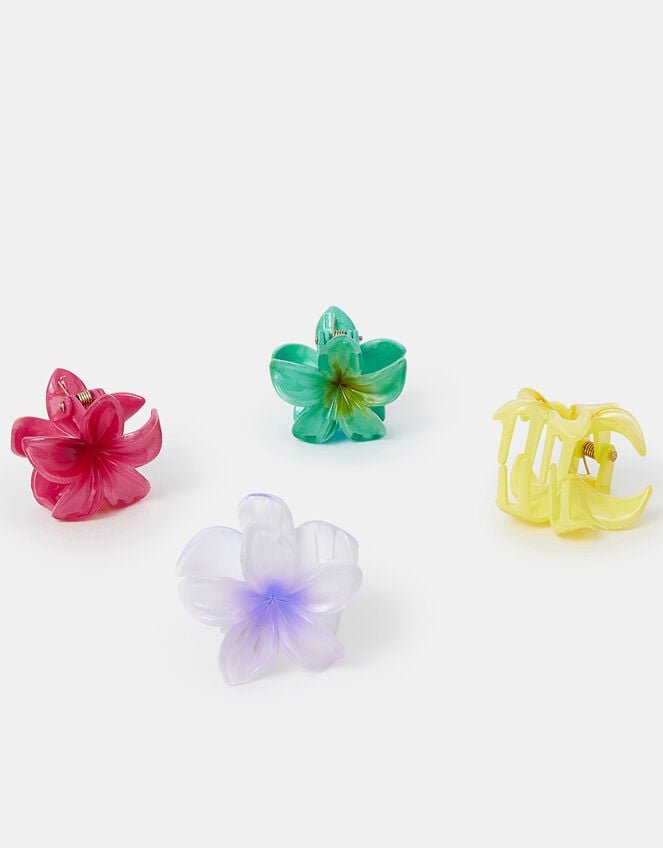 4-Pack Mini Tropical Flower Claw Clips, , large