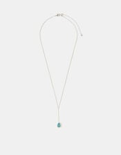 Sterling Silver-Plated Blue Quartz Lariat Necklace, , large