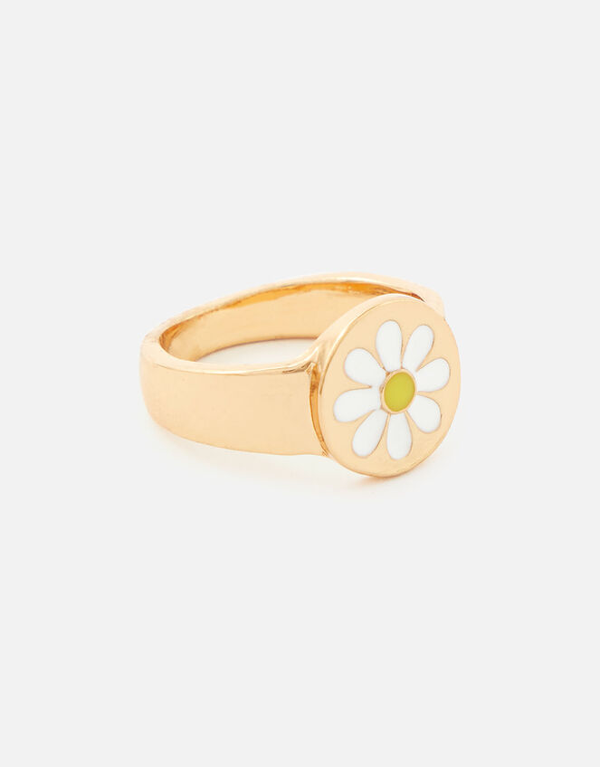 Enamel Daisy Ring, White (WHITE), large