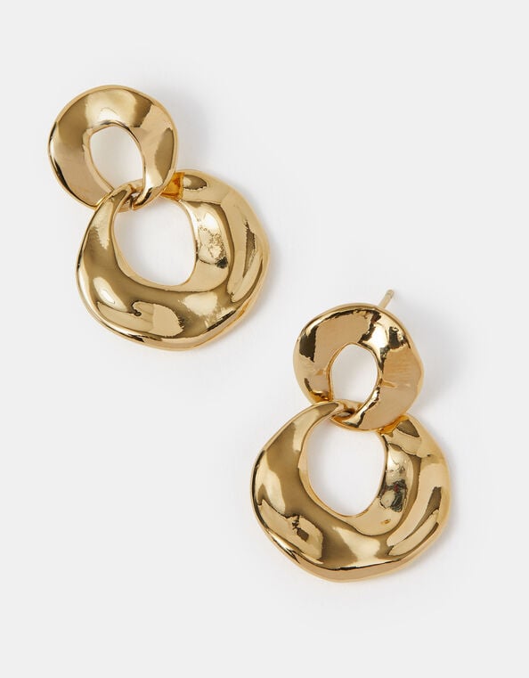 14ct Gold-Plated Round Link Drop Earrings, , large