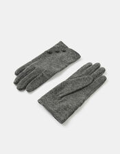 Button Cuff Gloves in Wool Blend, Grey (GREY), large