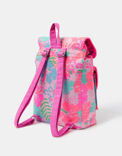 Girls Tropical Print Canvas Backpack, , large