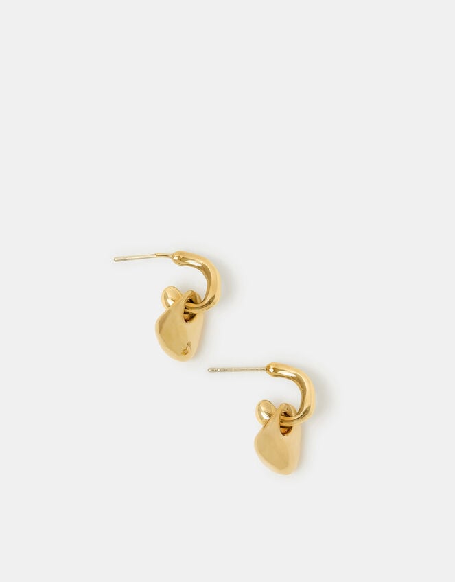 Stainless Steel Nugget Drop Hoop Earrings, , large