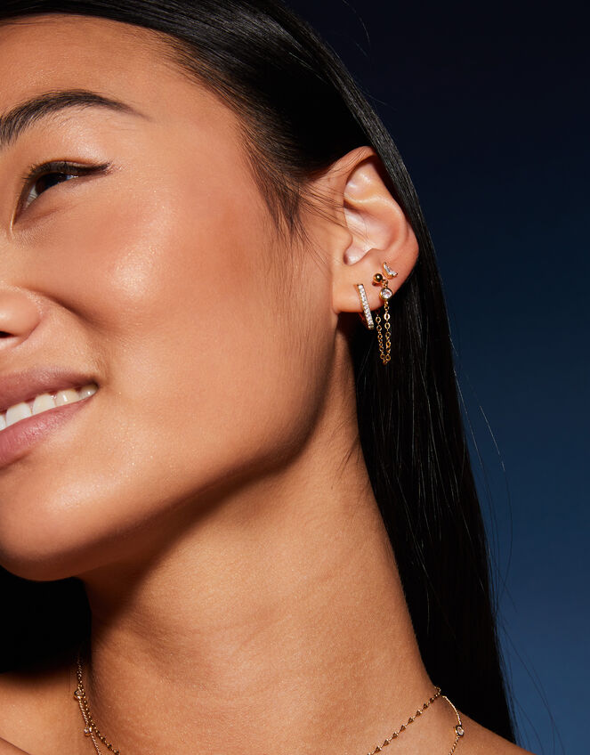 3-Pack 14ct Gold-Plated Earring Set, , large