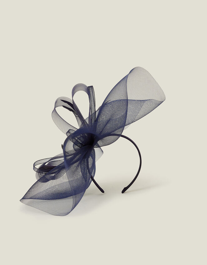 Large Crin Fascinator, Blue (NAVY), large