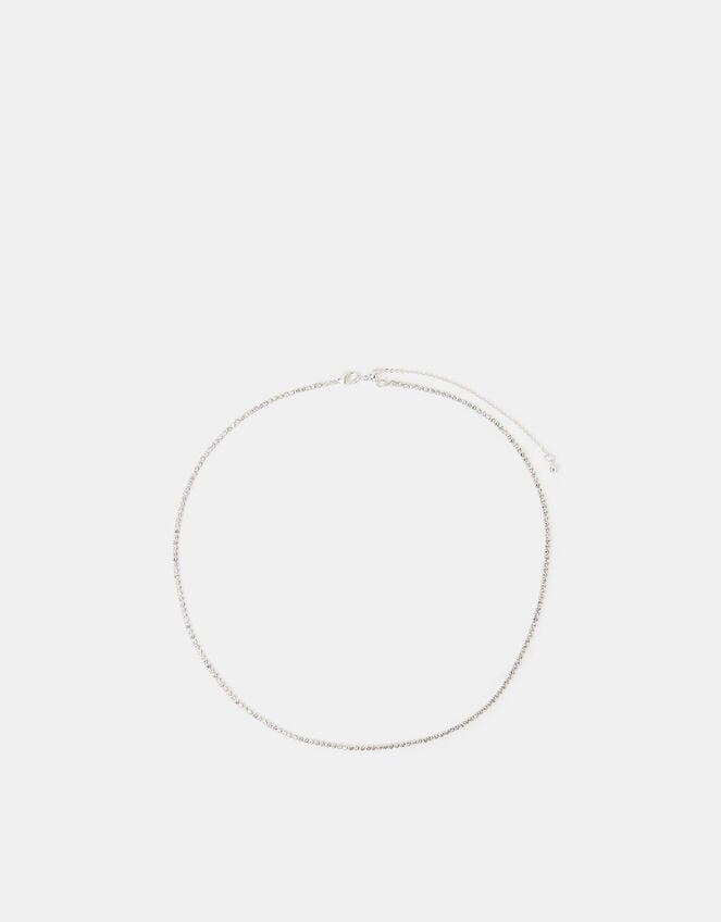 Sterling Silver-Plated Tennis Necklace, , large