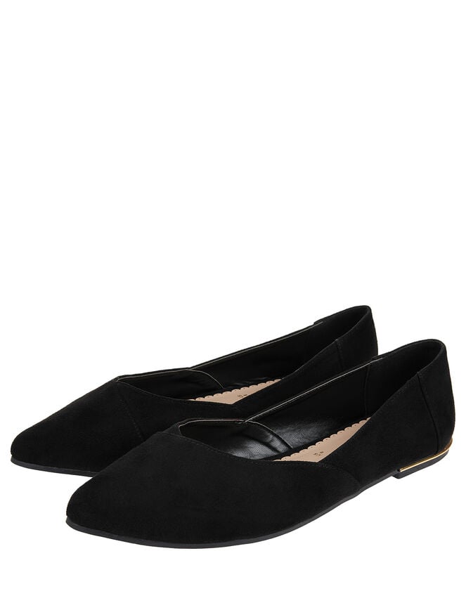 Pointed Ballerina Flats, Black (BLACK), large