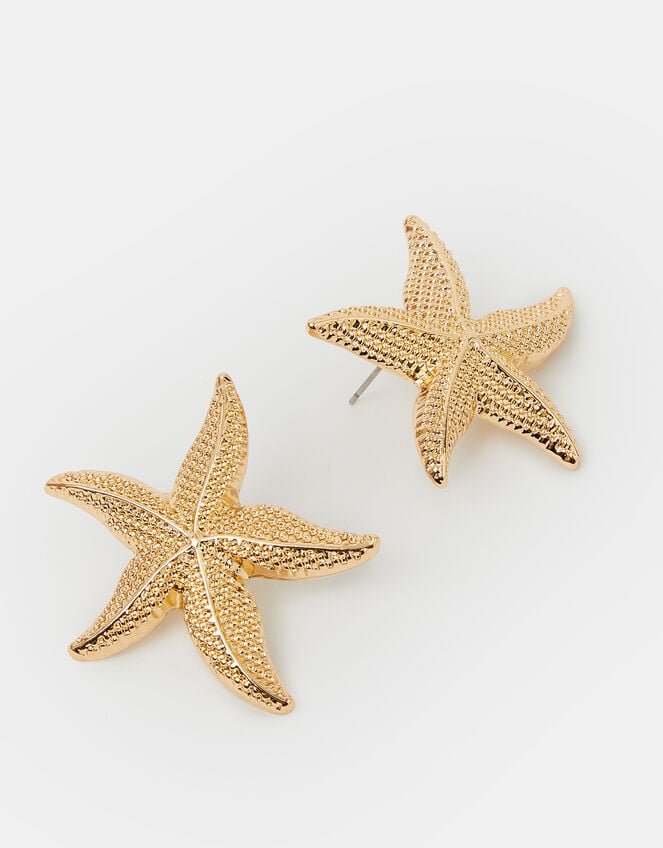 Statement Starfish Stud Earrings, , large