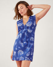 Paisley Tunic Dress, Blue (BLUE), large