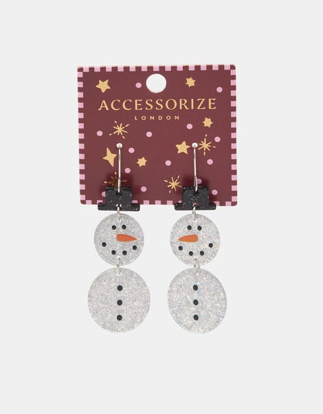 Christmas Snowman Resin Drop Earrings, , large