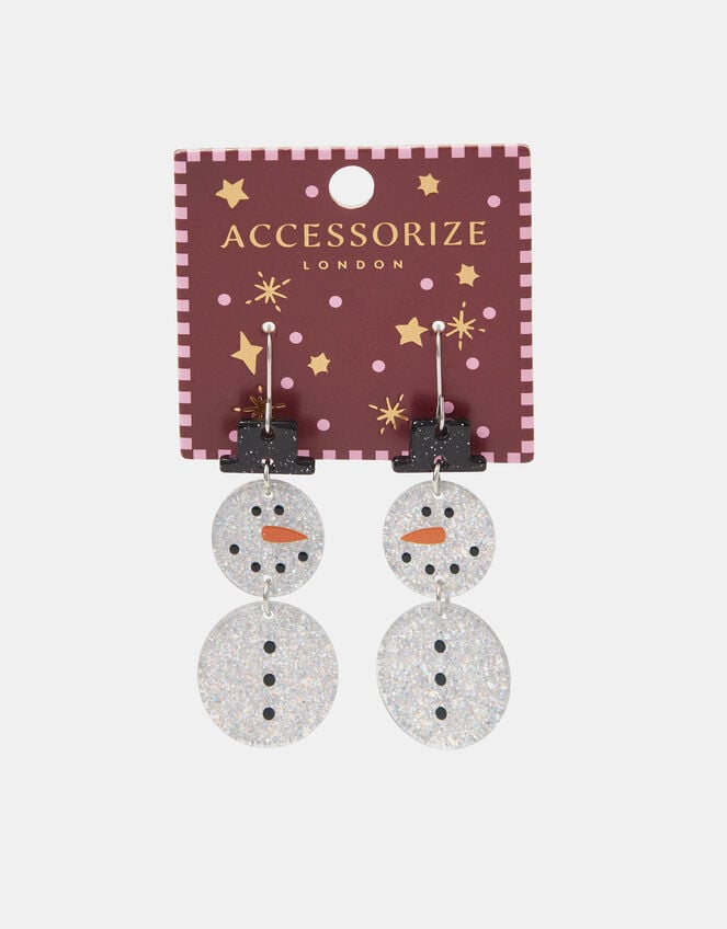 Christmas Snowman Resin Drop Earrings, , large