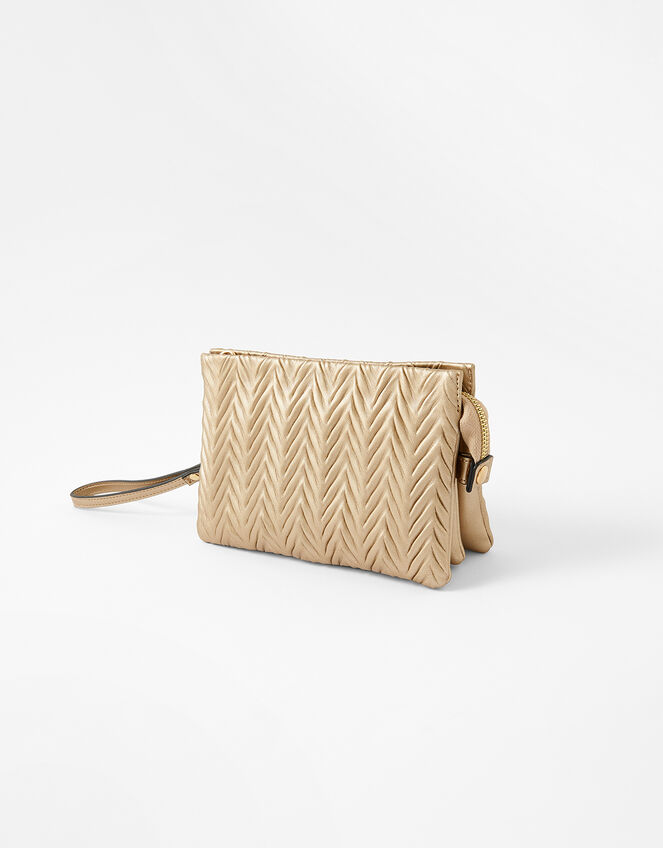 Paige Pleated Cross-Body Bag, Gold (GOLD), large