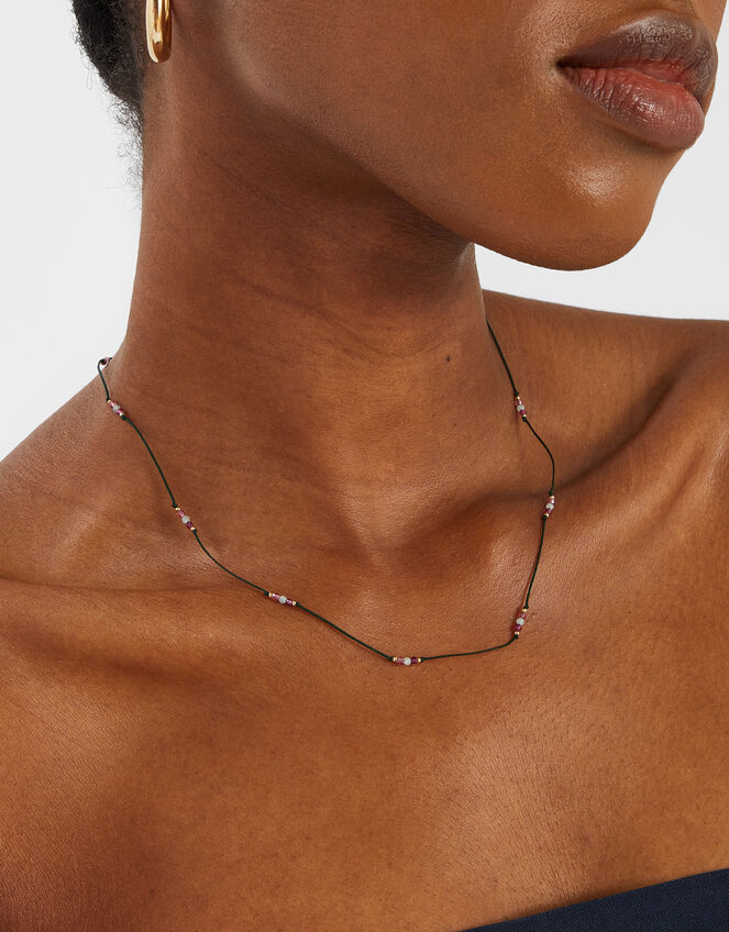 14ct Gold-Plated Beaded Cord Necklace, , large