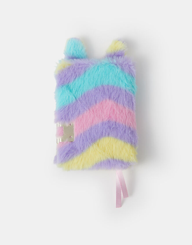 Girls Fluffy Bunny Lockable Notebook, , large