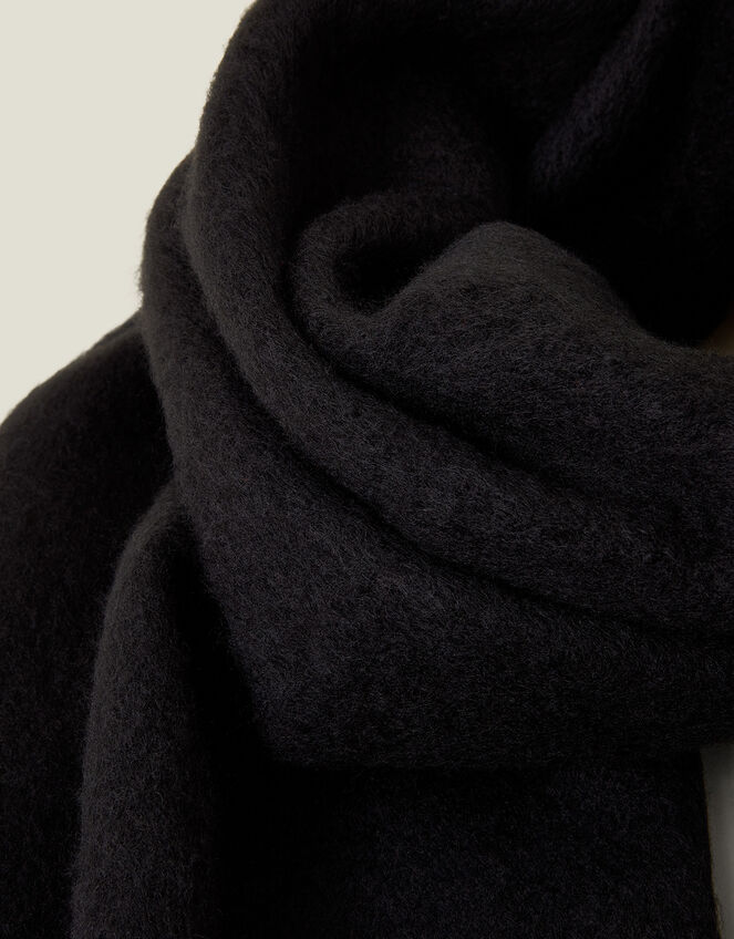 Plain Tassel Scarf, Black (BLACK), large
