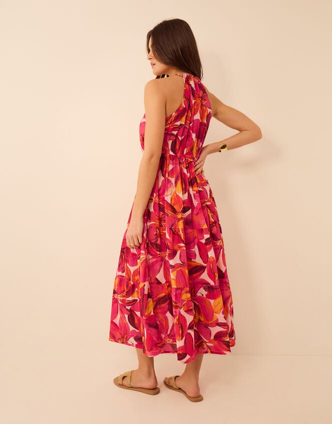 Halter Neck Floral Print Midi Dress, Multi (BRIGHTS MULTI), large