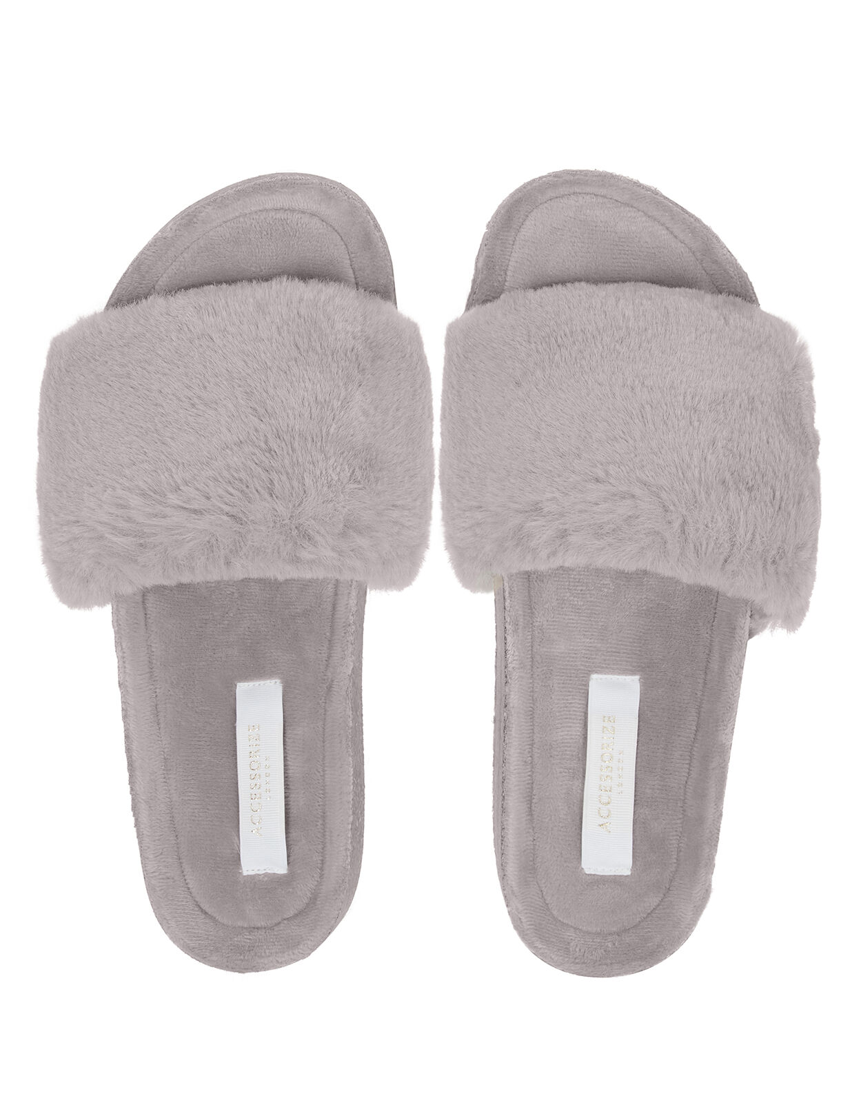 Faux Fur Sliders Grey