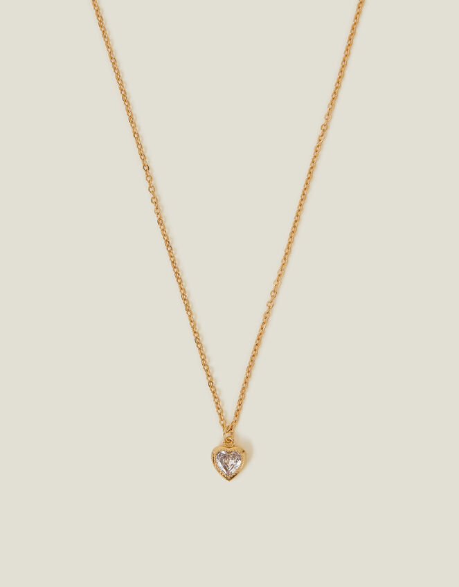 14ct Gold-Plated Sparkle Heart Necklace, , large