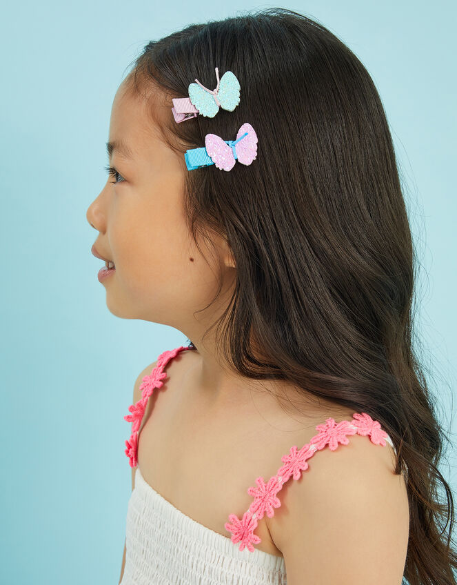 4-Pack Girls Sparkle Butterfly Hair Clips, , large