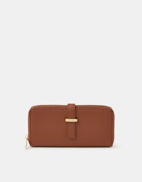 Tab Zip Around Purse, Tan (TAN), large