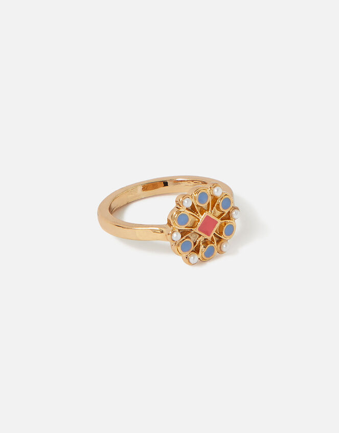 Seascape Flower Enamel Disc Ring, Multi (PASTEL-MULTI), large