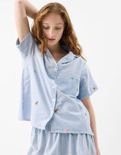 Floral Stripe Short Pyjamas Set, Blue (BLUE), large