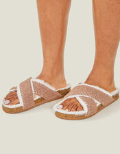 Cross-Over Suede Sandals, Tan (TAN), large