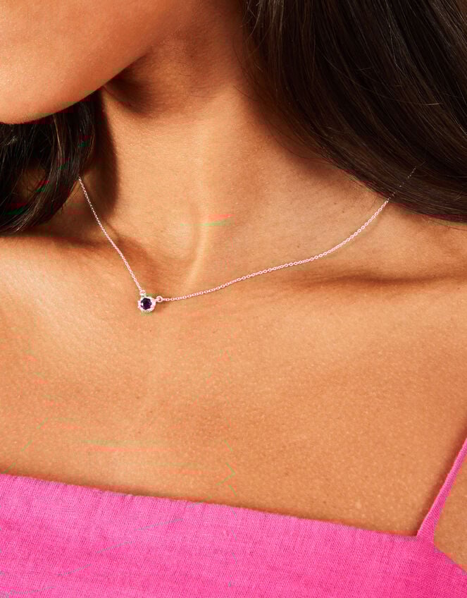 Sterling Silver Stone Pendant Necklace, , large