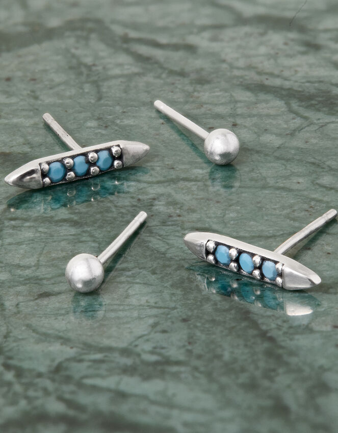 Recycled Sterling Silver Shard Stud Earrings Set of Two, , large