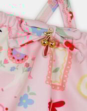 Girls Cowboy Print Swimsuit, Multi (PASTEL MULTI), large