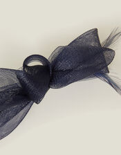Fascinator Feather Bow Hair Clip, Blue (NAVY), large
