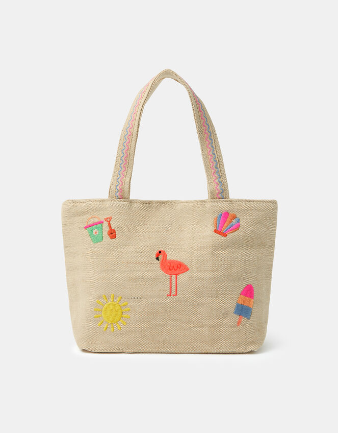 Girls Embroidered Shopper Bag, , large