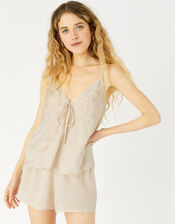 Satin and Lace PJ Set, Camel (BEIGE), large