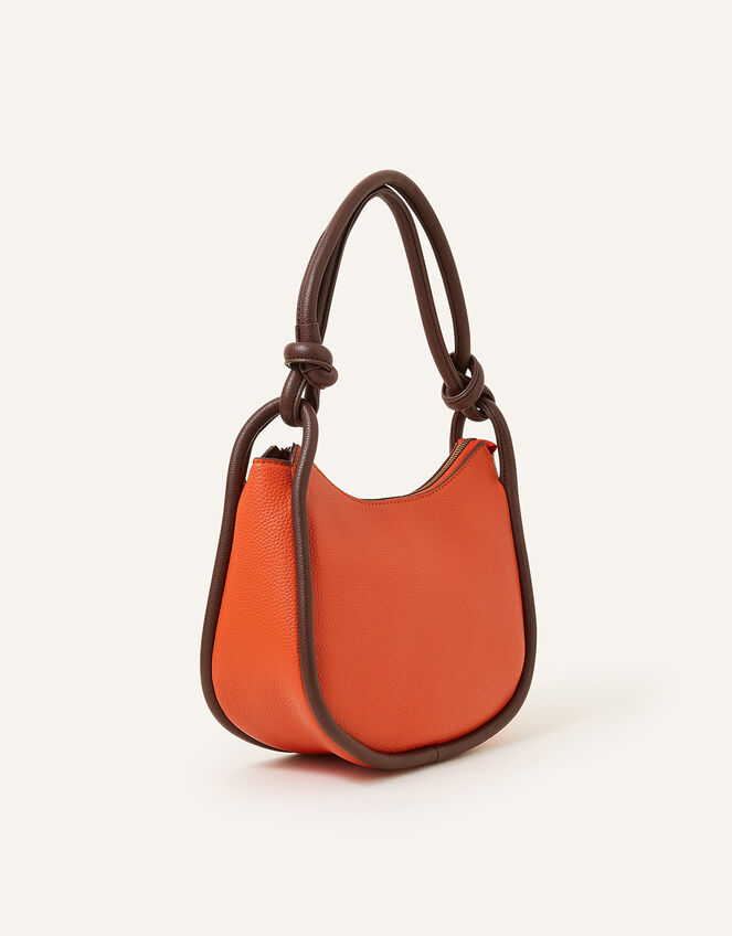 Contrast Piped Knot Shoulder Bag, , large