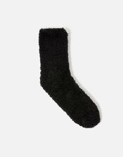 Fluffy Borg Cosy Ankle Socks , Black (BLACK), large