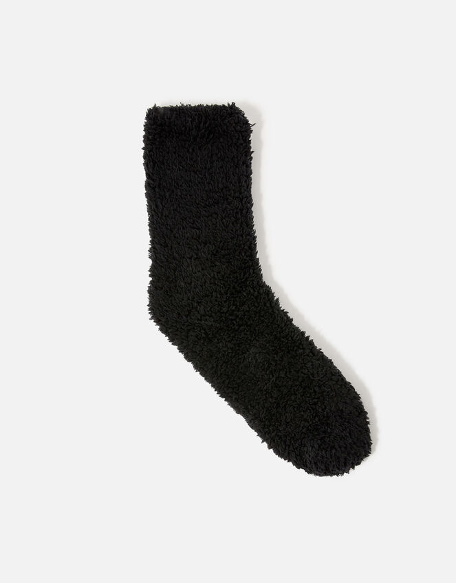 Fluffy Borg Cosy Ankle Socks , Black (BLACK), large