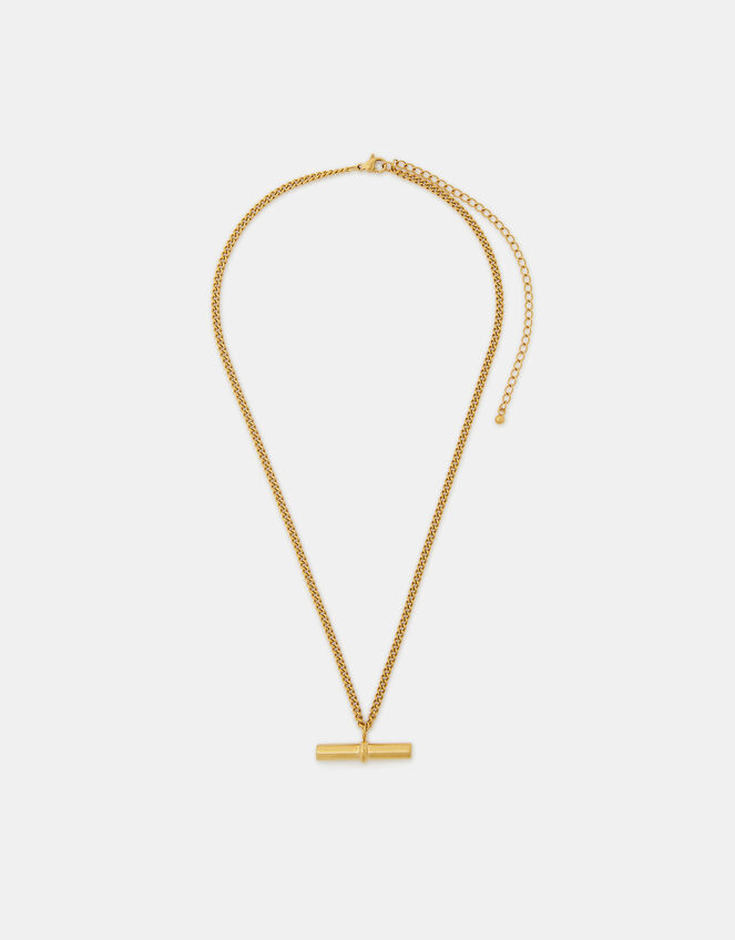 Stainless Steel T-Bar Pendant Necklace, , large