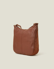 Leather Messenger Cross-Body Bag, Tan (TAN), large