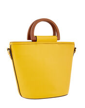Contrast Weave Handheld Bucket Bag, Yellow (YELLOW), large