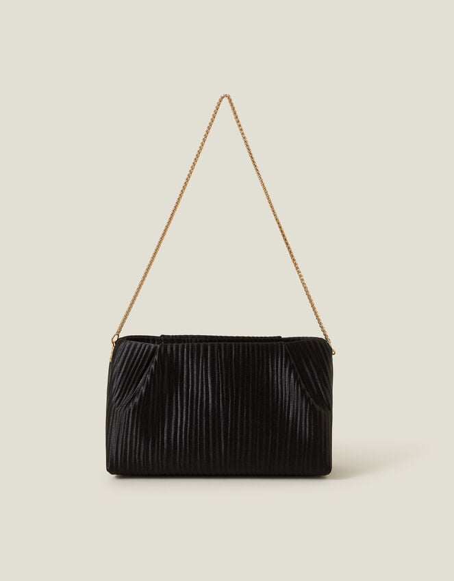 Pleated Satin Clutch Bag, , large